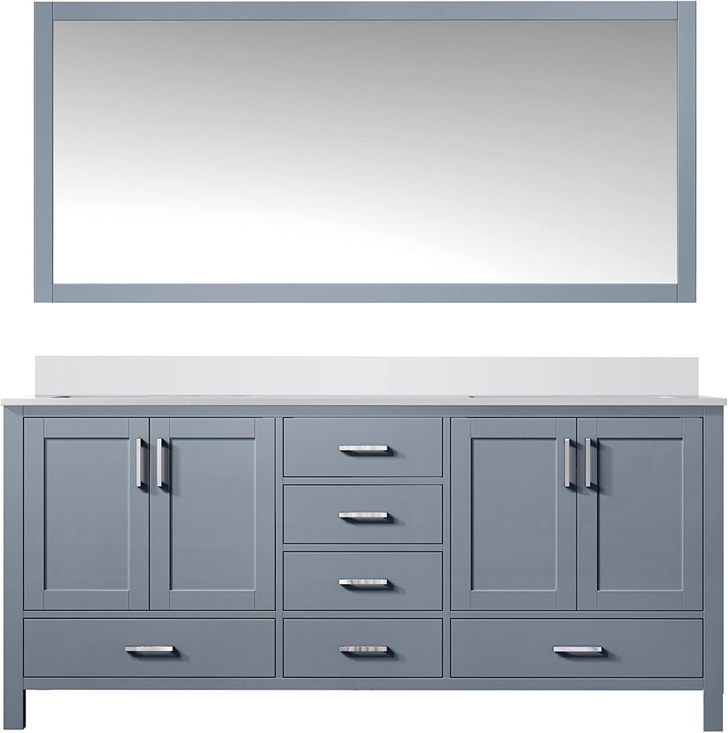 Jacques 60 in. W x 22 in. D Dark Grey Double Bath Vanity, White Quartz Top and 58 in. Mirror