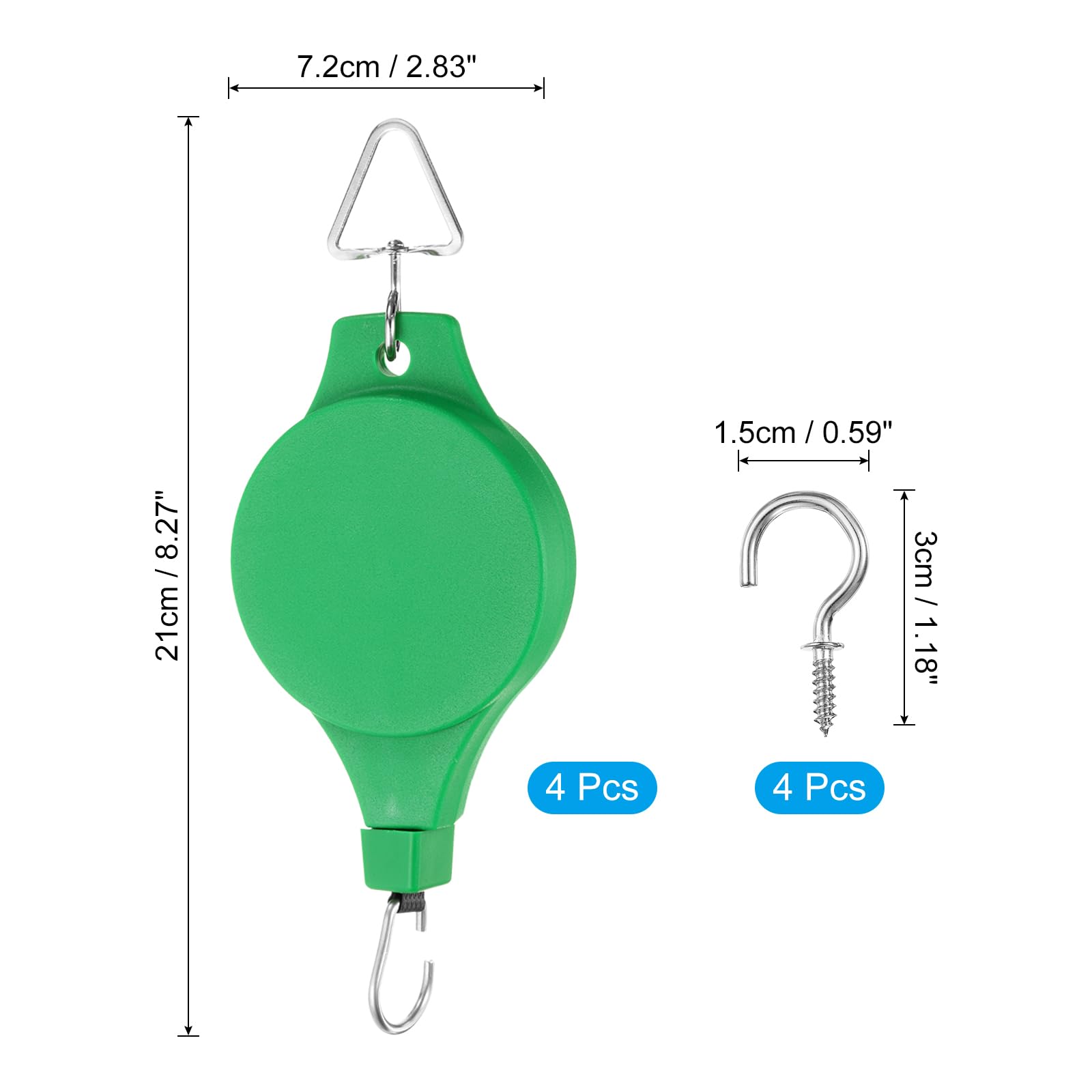 PATIKIL Plant Hanger, 8 Pcs Pulley Retractable Hanging with Ceiling Hook Indoor and Outdoor Plant Pots Holder - Image 2