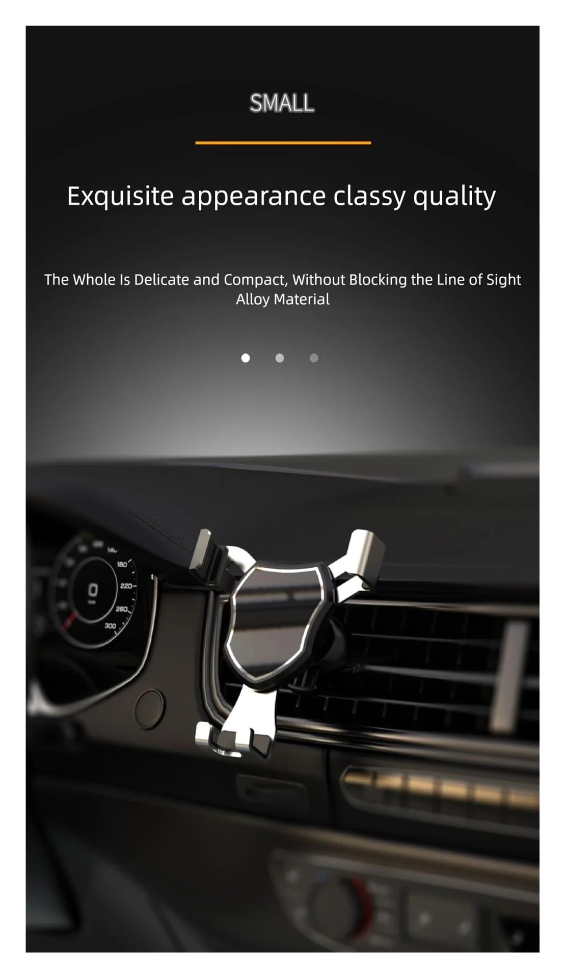 Supporto per telefono da auto con bocchetta di ventilazione, supporto con bloccaggio automatico a gravità per dispositivi mobili da 4,7-6,7 pollici(Metallic surface)