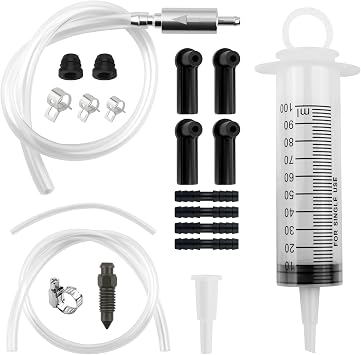 Brake Bleeder Kit,Brake Bleeder Hose One Way Check Valve Kit with Hose/100ml Syringe/Adapters/Clamps/Screws/Caps,Professional Brakes Fluid Bleeders Kits for Cars,Trucks,Motorcycles