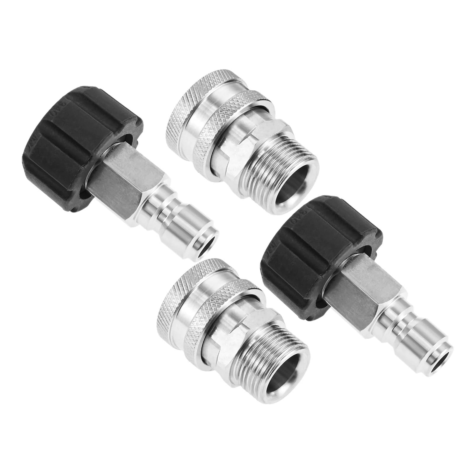 Set di idropulitrici da 4 pezzi 3/8 pollici Collegare M22 14mm a raccordo metrico Pompa per tubo giardino in acciaio inossidabile 5000 PSI