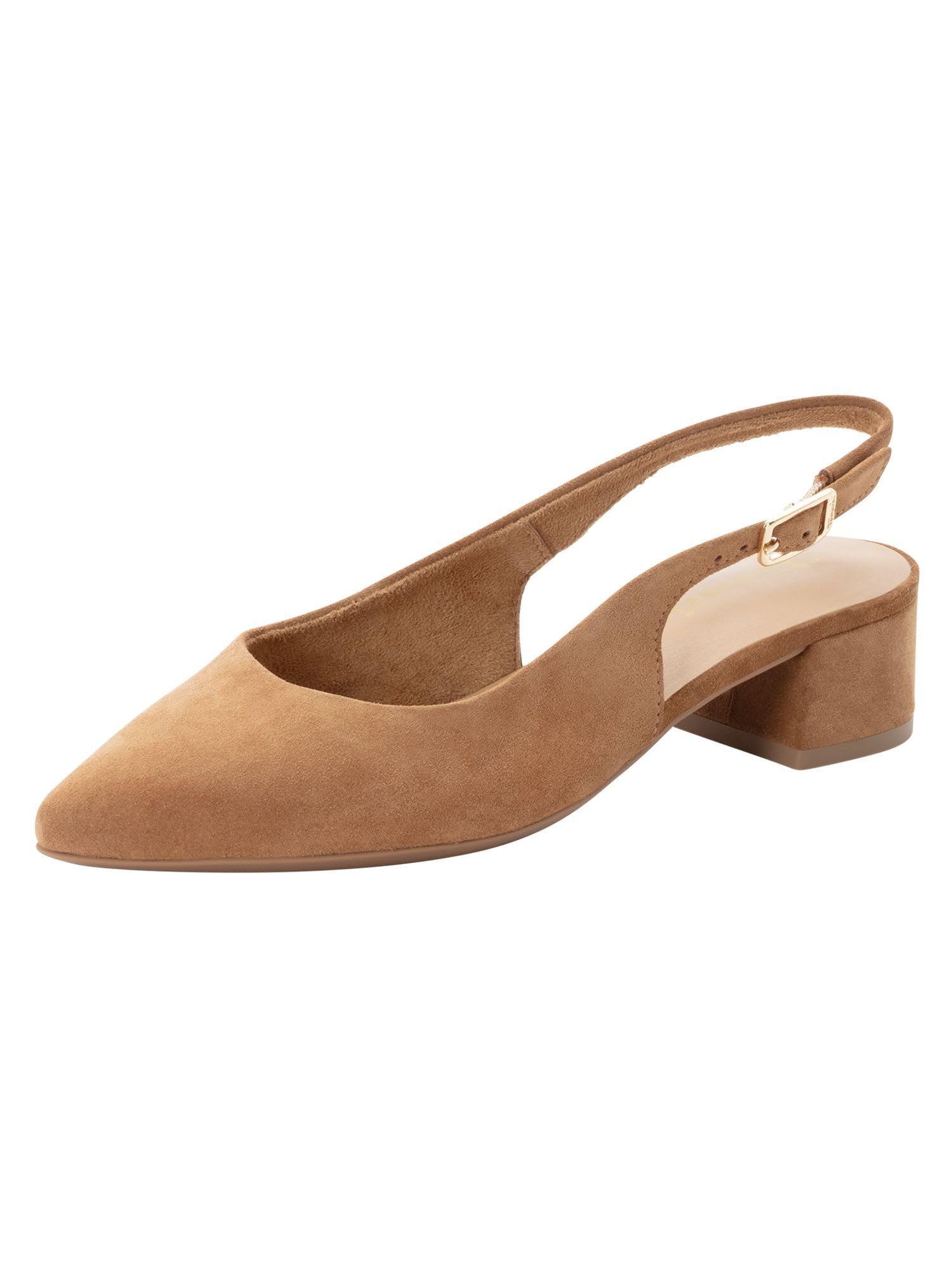 Tamaris Women's slingback pump with block heel Leather brown 3.5 UK
