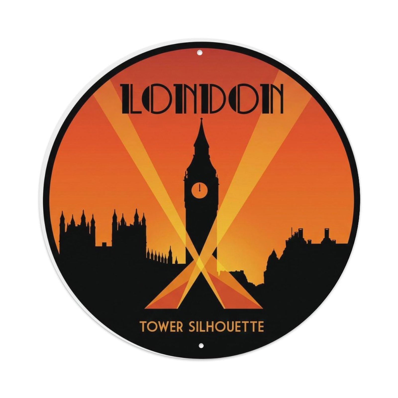 Vintage Travel London Tower Silhouette Metal Tin Sign