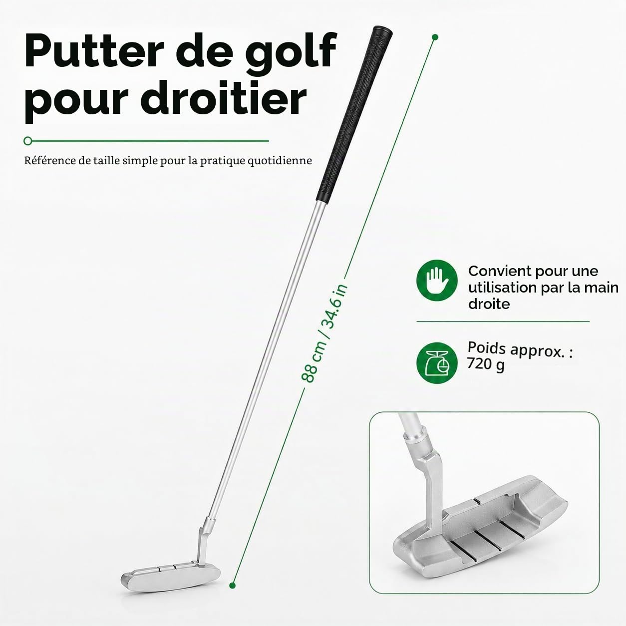Clubs de Golf, Putter Mini Golf Enfant, avec Club de Pliants, Trou, 2 Balles et Sac, Détachable et de Rangement, pour la Maison et Bureau