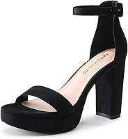 DREAMPAIRS Women's 4" Chunky Platform Heeled Sandals - Open Toe Ankle Strap Block Heels for Wedding Party Y2K Style