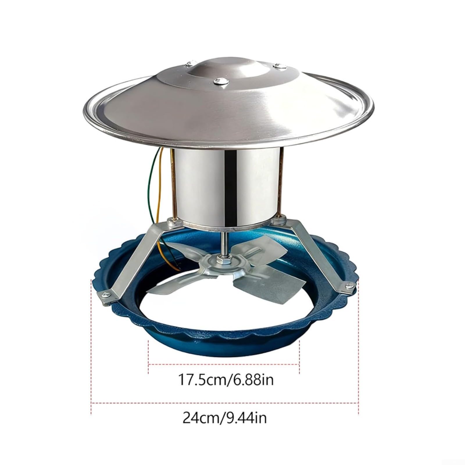 Ventilateur d'échappement de cheminée en acier inoxydable 120 W avec noyau en cuivre silencieux compatible avec les poêles à bois, cheminées, foyers