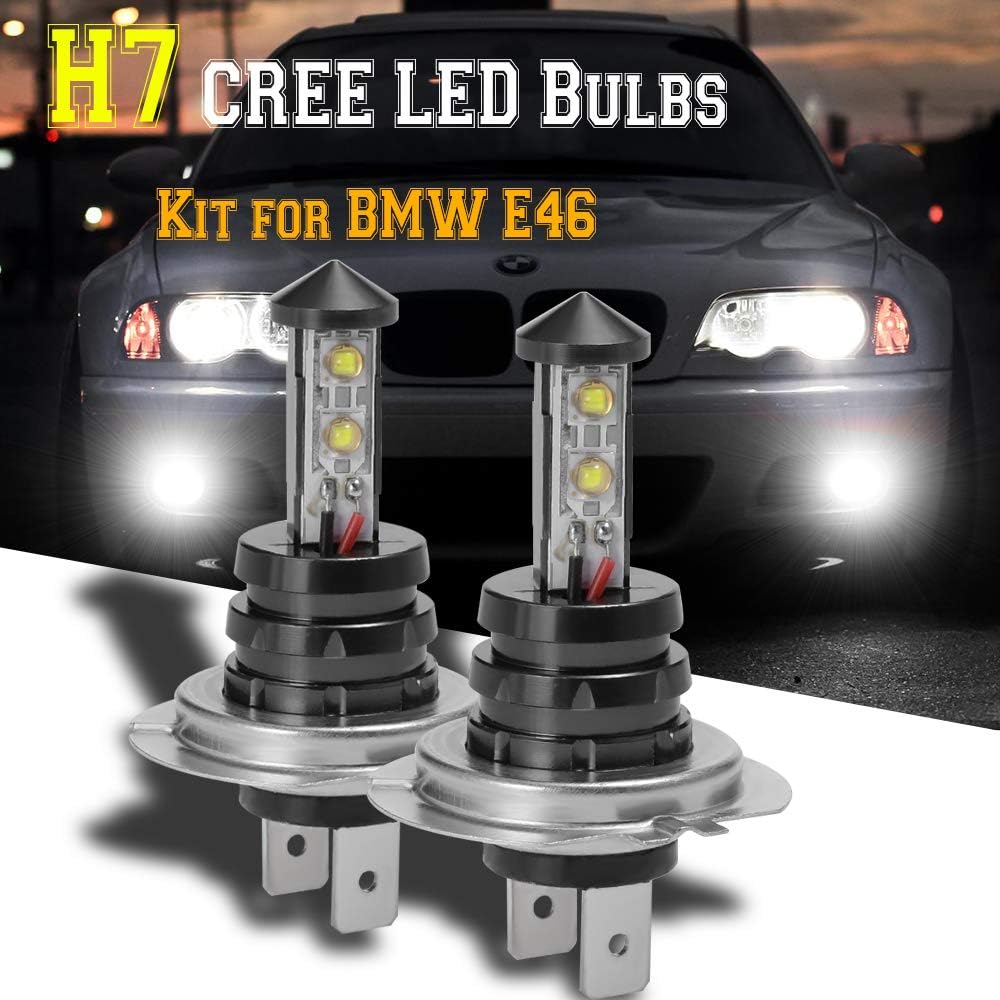 H7 CREE LED Headlight Bulbs 6000K for BMW E46 323i 325i 328i 330i 3