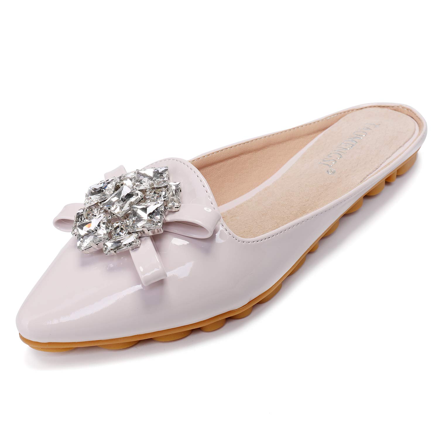 VYKF Mules for Women Flats Comfortable Slip on Backless Loafers Closed Toe Slides Women's Pointed Toe Mules Shoes