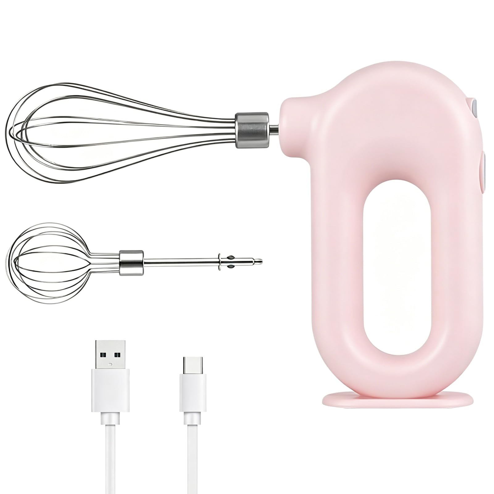 Cordless Hand Mixer - Pink Mini Egg Beater -1