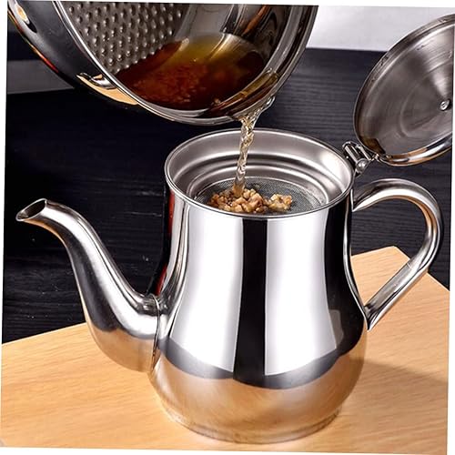 Miniatura 6 de Hemoton Colador de aceite recipiente de grasa de acero inoxidable contenedor de almacenamiento de aceite con filtro de malla fina protector de grasa