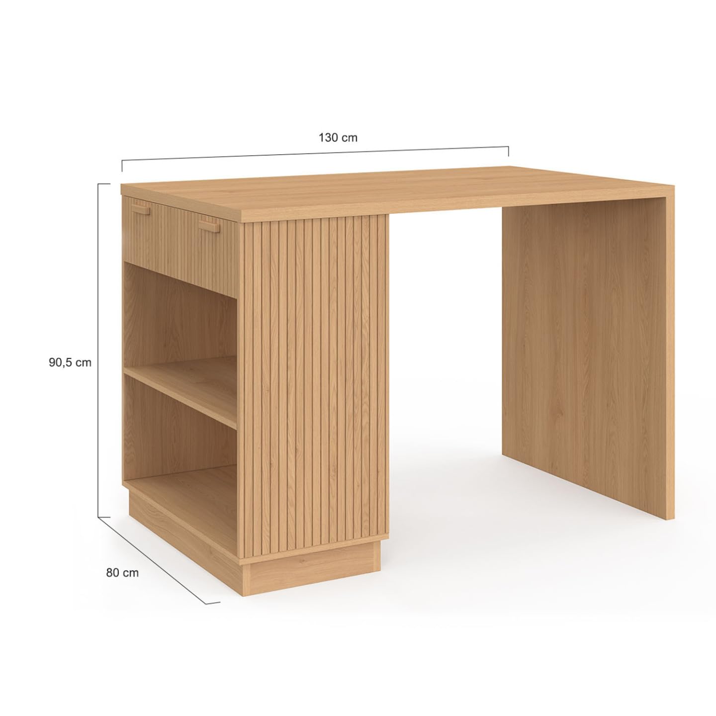 IDMarket - Ilot Central Mange-Debout 4 Personnes Juliette 130 cm Lattes tasseau Bois Coloris chêne