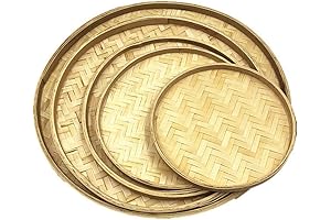 Rustic Wood Woven Bamboo Plant Tray