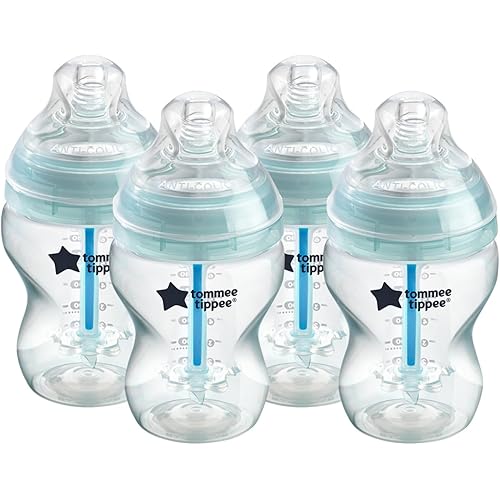 Tommee Tippee Anti-Colic Baby Bottles, Slow Flow Breast-Like Nipple and Unique Anti-Colic Venting System, 9oz, 4 Count