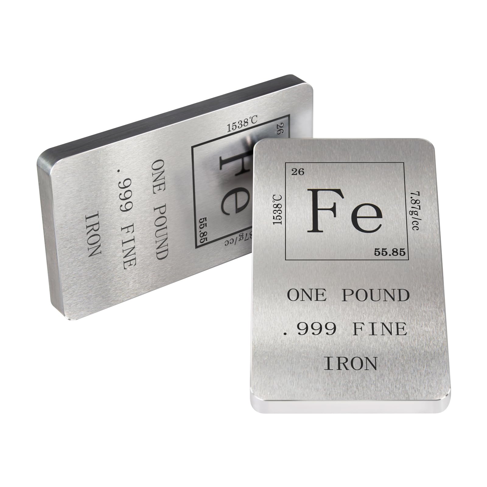 Periodensystem aus Eisen, 0,5 kg, 999 feiner Eisenbarren, 10 x 5 x 0,9 cm, gebürstetes Metall-Finish, Briefbeschwerer (Eisen)