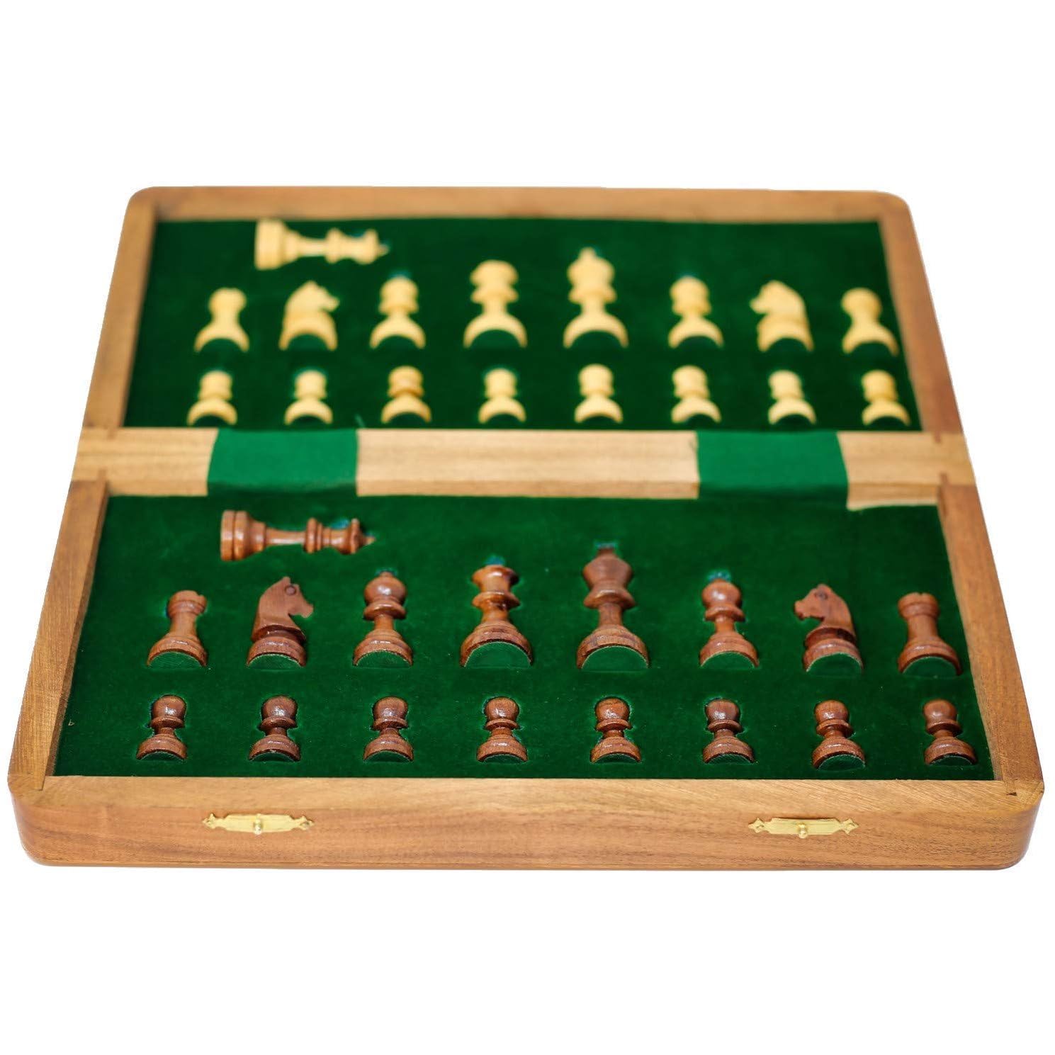 Ajuny Set di scacchi in legno con magnete per viaggio in legno di acero e sheesam pieghevole per riporre pezzi Giochi da tavolo per adulti e famiglie Dimensioni 12 x 6 x 2 pollici