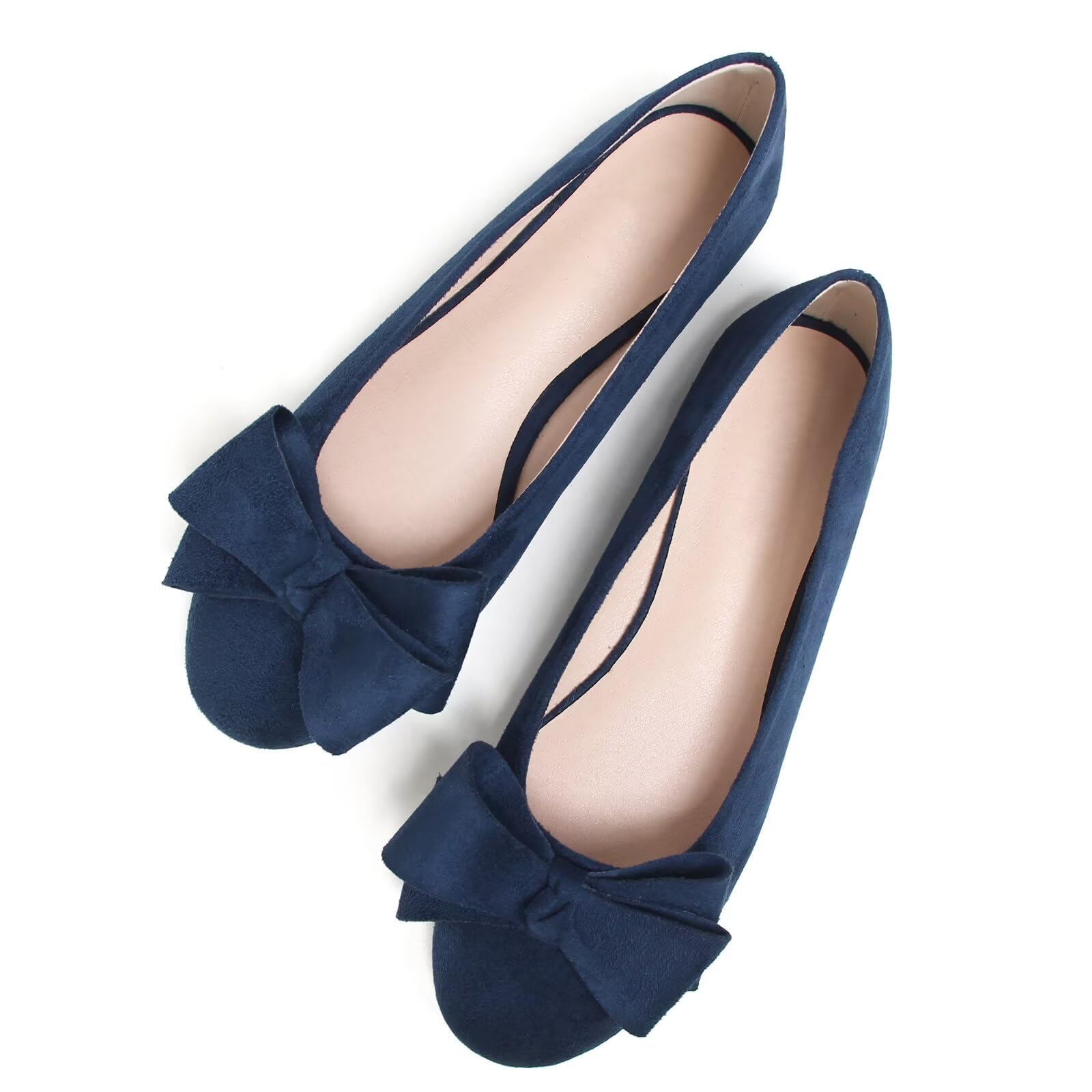 Stunner Women's Bowknot Ballet Flats Comfortable Round Toe Dress Shoes Soft Slip On Velvet Flats