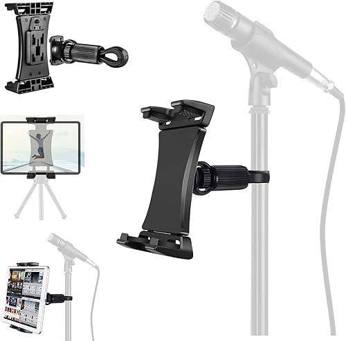 ChargerCity Soporte giratorio de 360 para tablet con trípode de 14-20 con soporte de micrófono de poste compatible con iPad, iPad Pro, iPad Air,