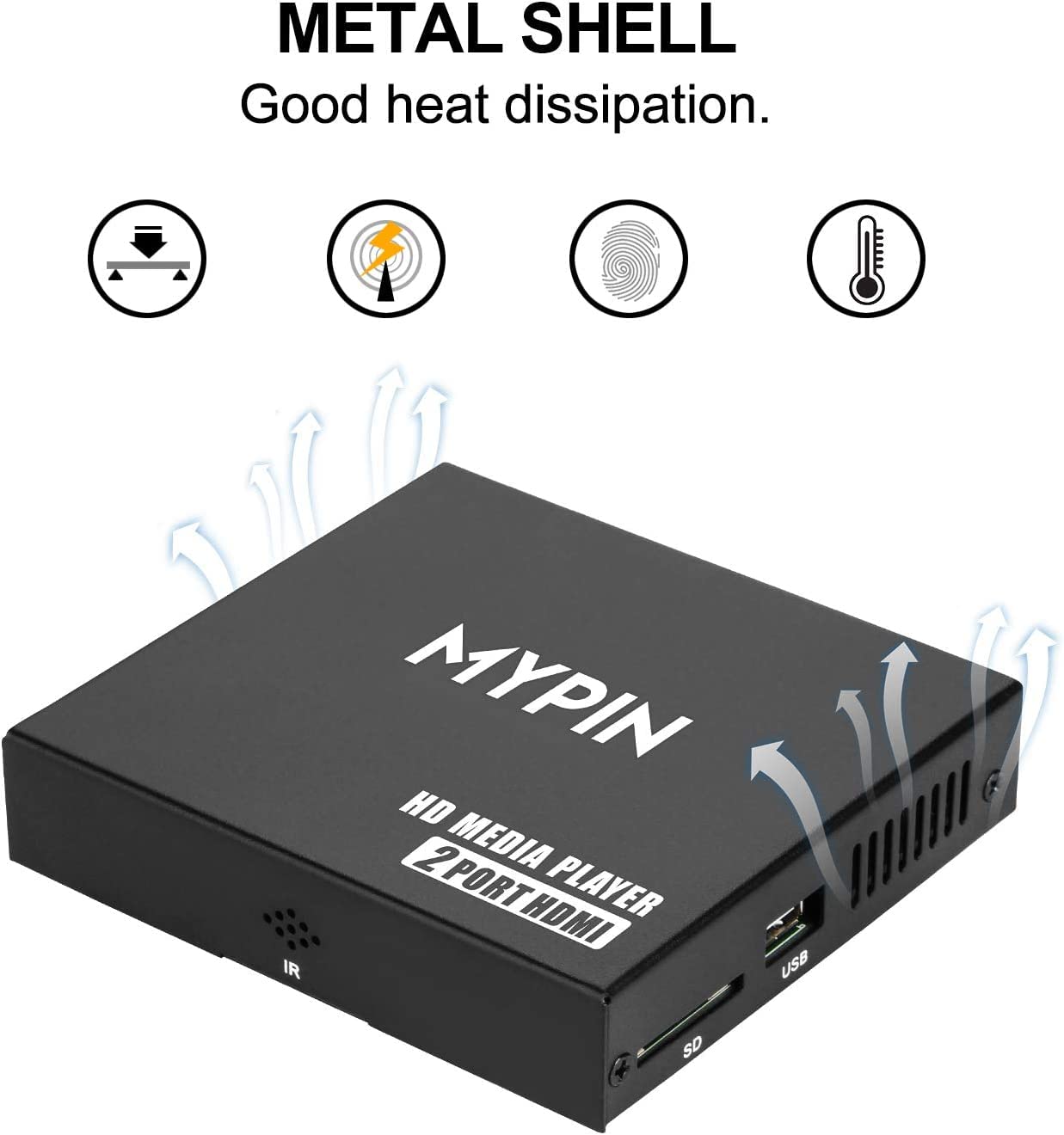 Lecteur Multimédia 4k, MYPIN HD Media Player HDMI Soutien 8TB HDD/Clé USB 256G /Carte SD et Sortie HDMI/AV pour HDTV/PPT MKV AVI MP4 H.265 (HA0153)