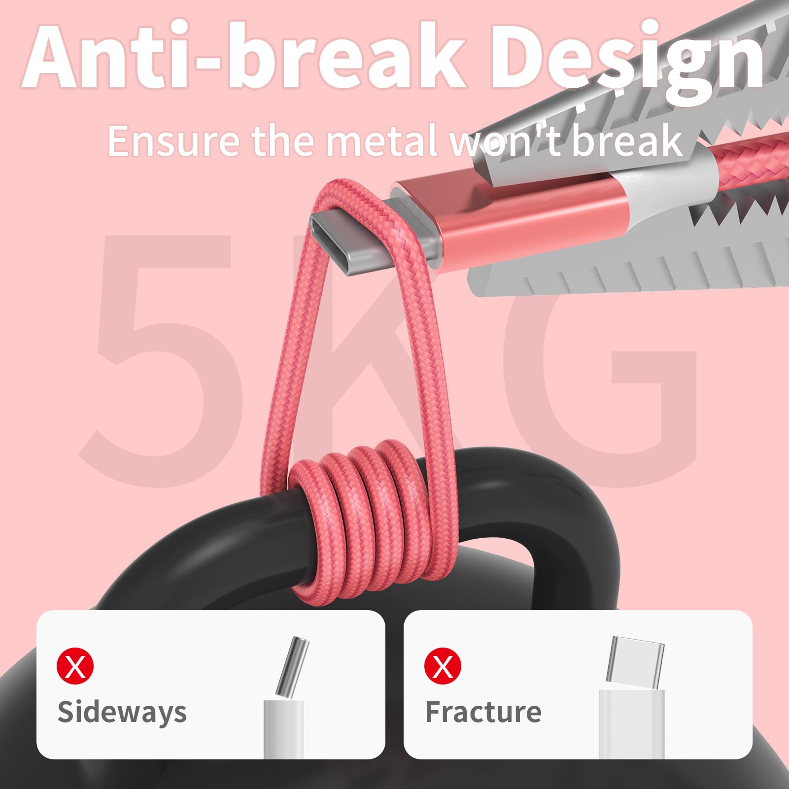 Confezione da 6 cavi da USB a USB C di tipo C, cavo di ricarica rapida in nylon intrecciato per Android per iPhone 16/15, Samsung Galaxy, Huawei, Google Pixel, Sony, Switch (3/3/3/6/6/3 ft)