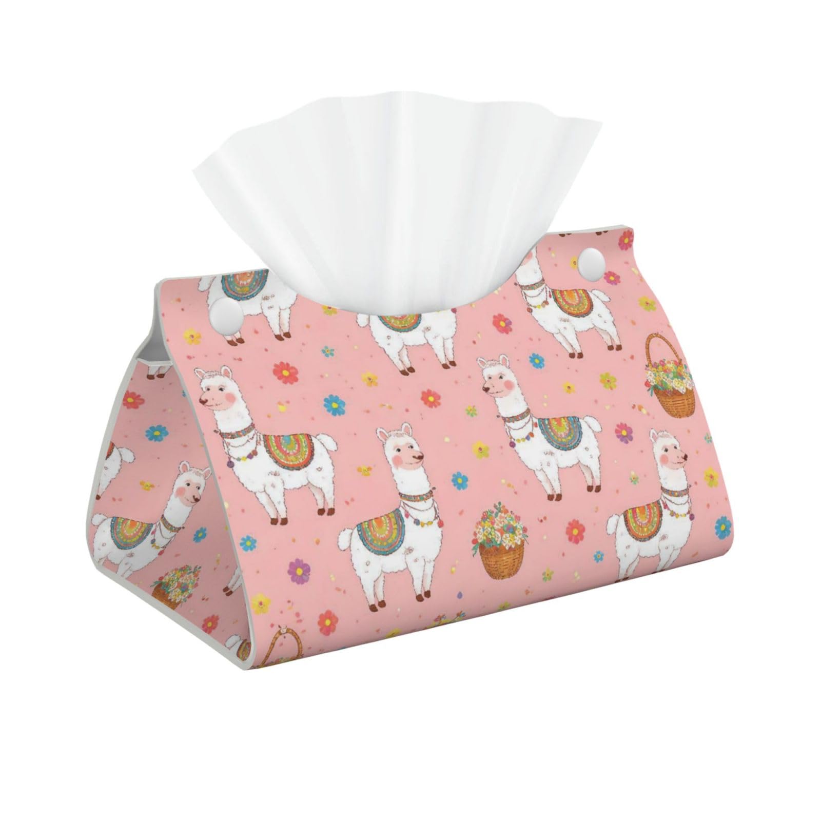 Pink Llama Long Tissue Box Cover Holder Home Decor Aesthetic 7.87'' x 5.12'' x 0.98''