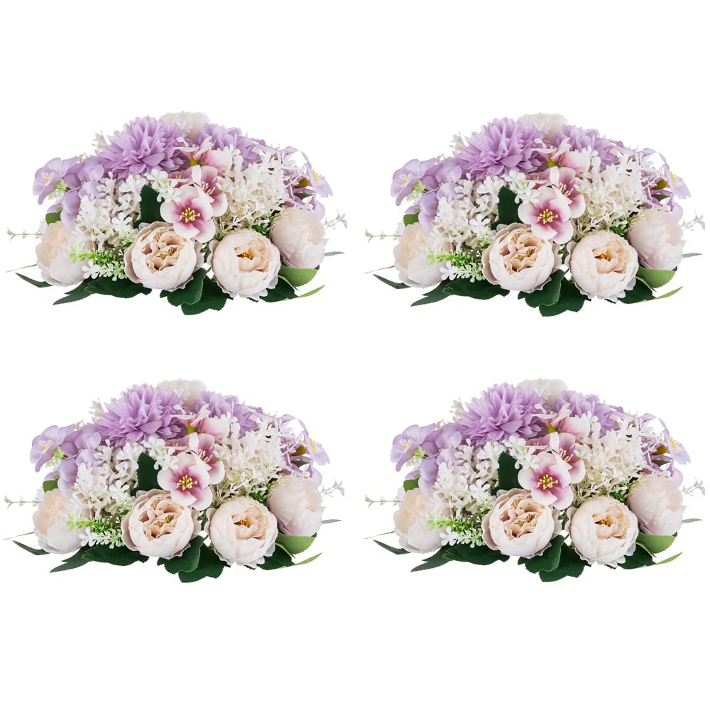 Inweder Flower Balls for Centerpieces Wedding Rose - 2 Pcs Artificial Centerpieces Flower, Small Rose Balls for Centerpieces, Fake Flower Ball Arrangement Bouquet for Party, Anniversary, Home, Purple
