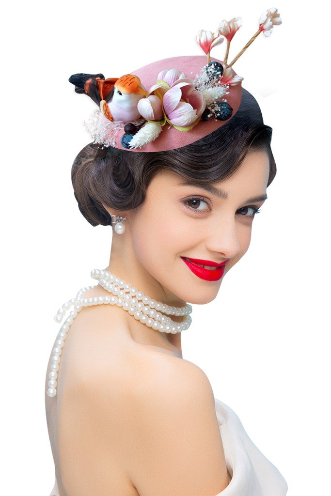 Feather Fascinators Bird Wool Felt Hats with Hair Clip for Tea Party