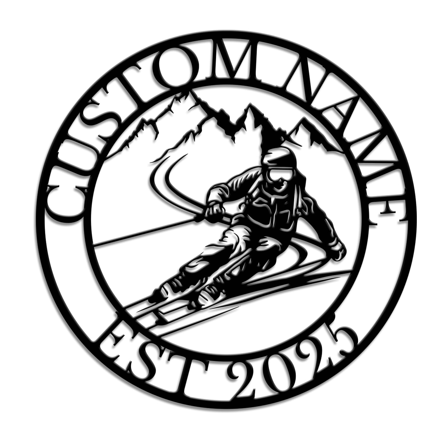 Personalized Ski Metal Wall Art, Custom Skier Name Sign, Winter Sports Decor, Alpine Lodge Sign, Snowboarding Gift, Slope-Themed Home Decor, Ski Enthusiast Present (Style-3)