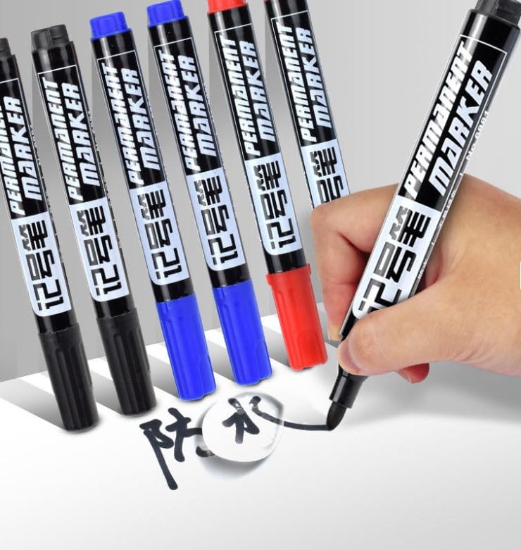 Image of like it 3pcs Black Permanent Marker Pen Waterproof | Quick Dry Black Marker Pen | 2.0mm Bullet Tip | Multi Surface Writing for Plastic, Metal, Glass, Wood, Cardboard & Office | Pack of