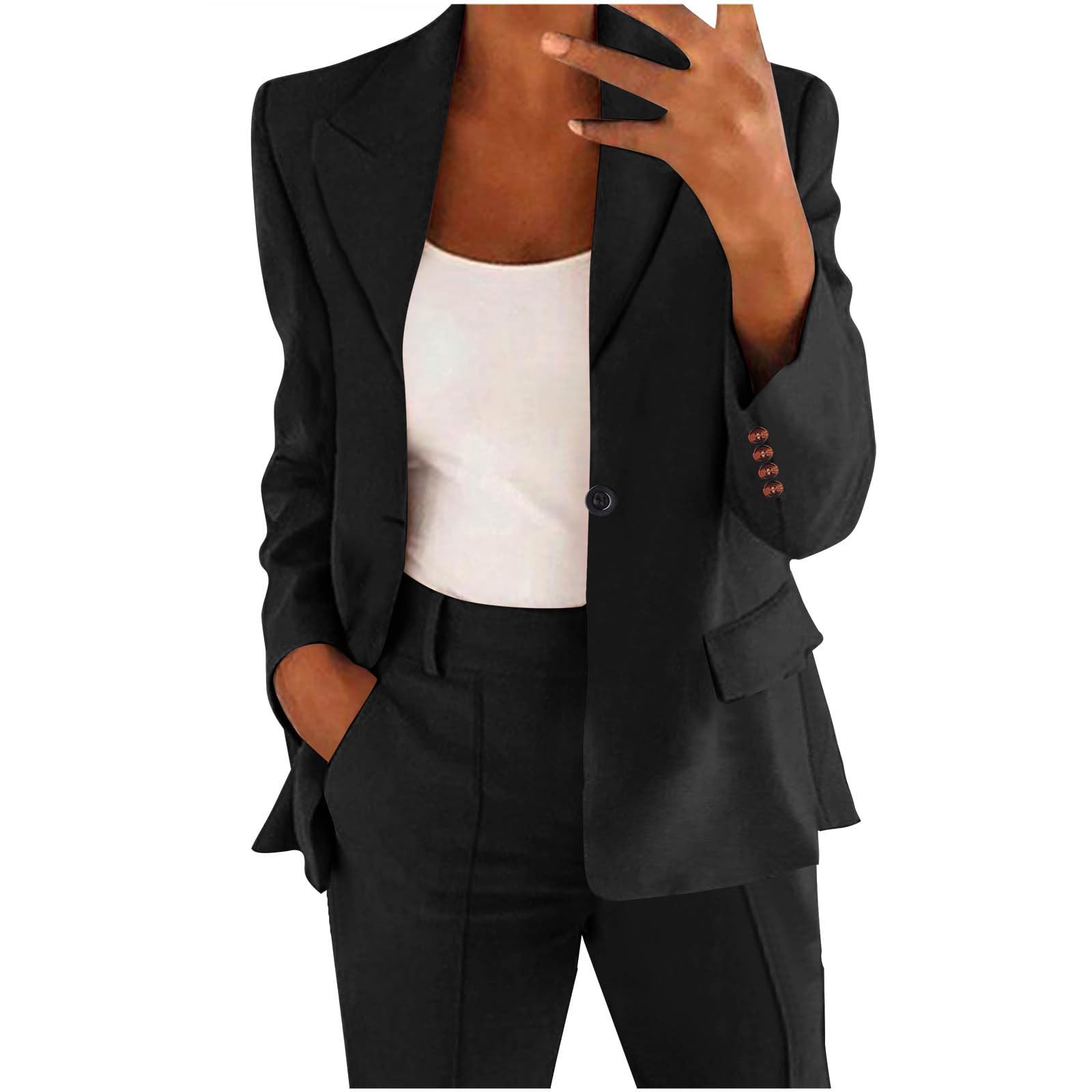Womens Casual Blazers Open Front Long Sleeve Lapel Collar Work Office Suit Jackets Blazer No Pocket