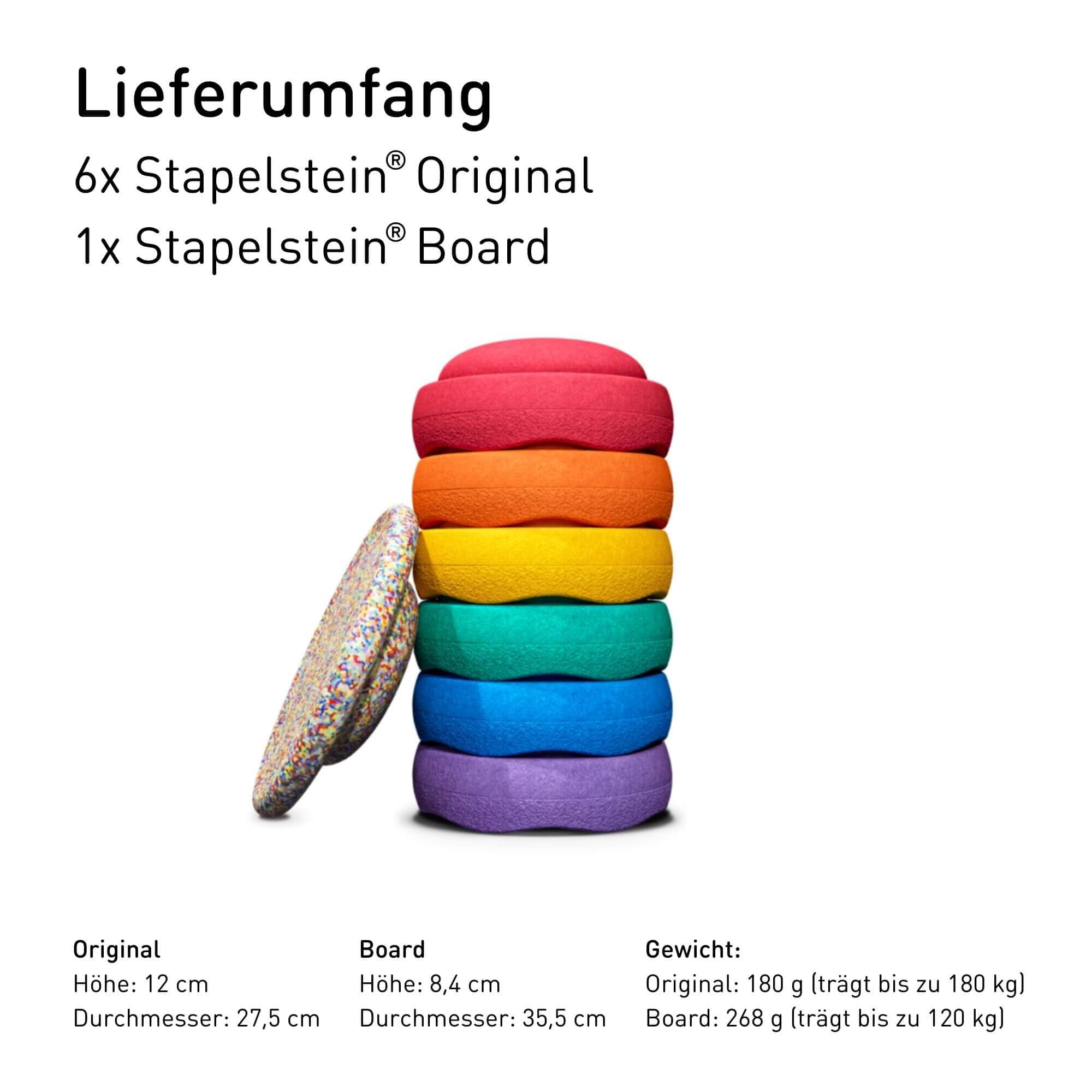 Stapelstein® Rainbow Balanciersteine für Kinder 6 Farbenfrohes Motorikspielzeug ab 1 Jahr