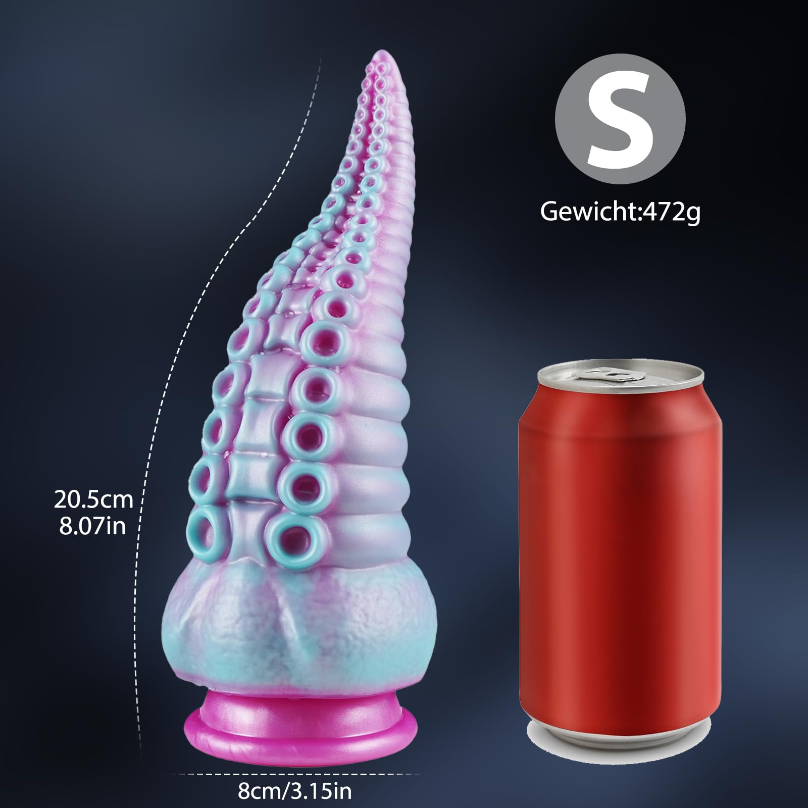 BDSMYEE Grande plug anale in silicone con ventosa, dildo anale a tentacoli, giocattolo sessuale per coppie, dildo anale allungatore a coda, giocattolo anale per donne e uomini, sesso estremo (S)
