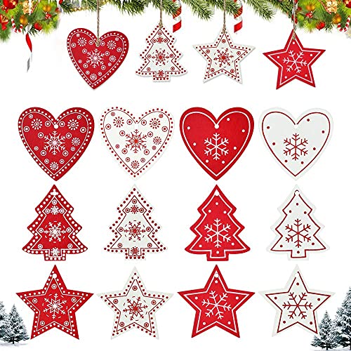BUENTYA 120 Stück Weihnachtsanhänger Holz Christbaumanhänger Rot...