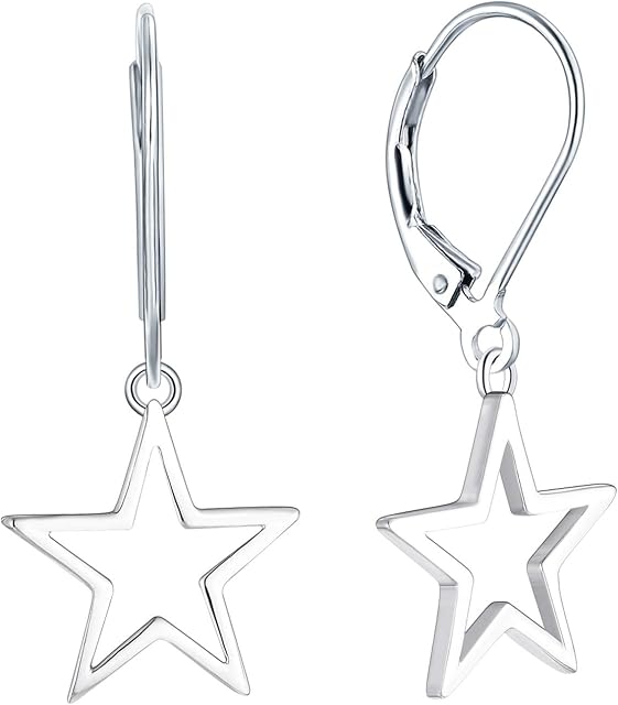 JO WISDOM Women Star Earrings,925 Sterling Silver Leverback Dangle & Drop Earrings,Jewelry for Women