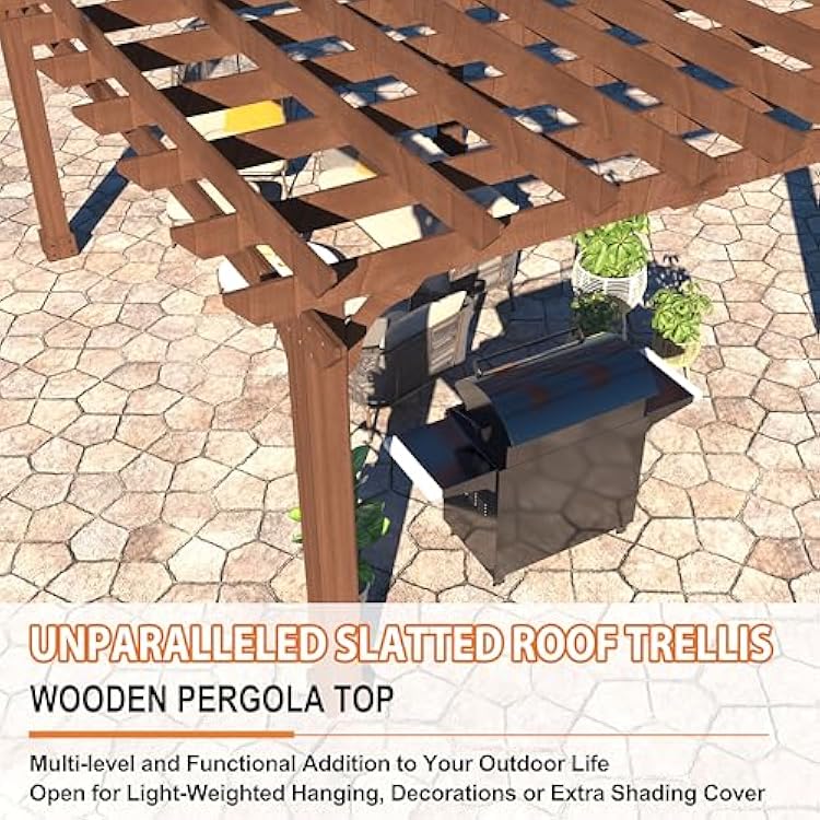 VEIKOU 12 X 14 Pergola, Outdoor Pergola with Solid Indonesia | Ubuy