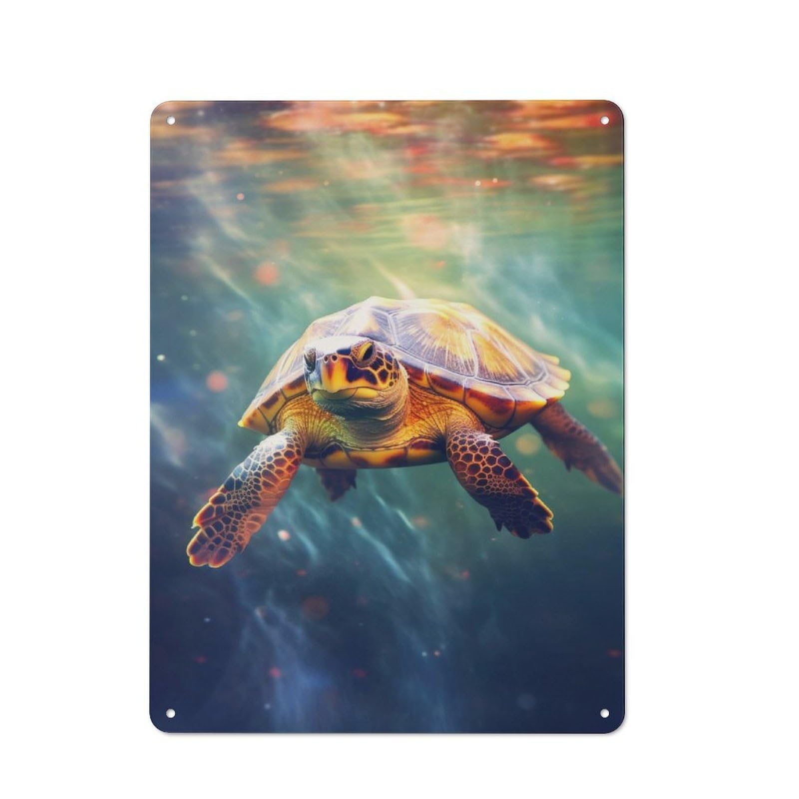 Junmoney Turtle Douple Exposure Vintage Tin Sign 40X30cm For Hobby Room Or Studio, A New Home Present For Creative Interior Collectors