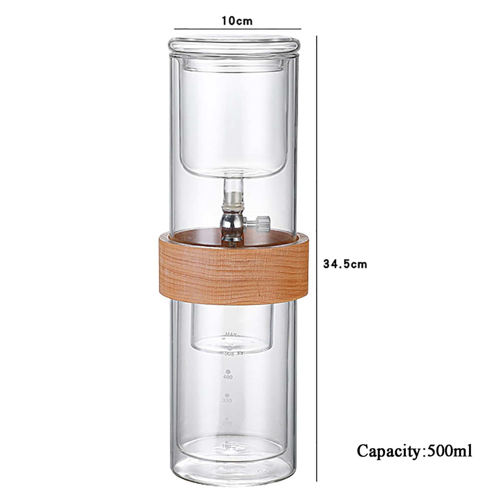 Cafetera Ice Cold Brew Dripper, tasa de goteo ajustable, capacidad de 500 ml, gotero de hielo desmontable para el hogar y la oficina