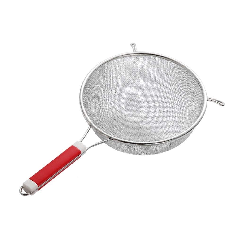 cucchiaio che perde Premium Quality maglia fine in acciaio inox Filtro Sieve Colander con rosso Manici 7-5/9.1 pollici colino (Size : Small)