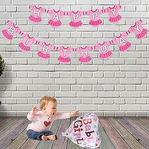 Image of Rozi Decoration Baby Dress Theme Little Ones Birthday Banner (Banner-Pink)