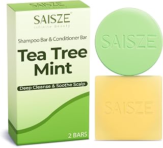 Tea Tree and Mint Shampoo and Conditioner Bar Set, Anti Dandruff Shampoo Bar for Itchy And Dry Scalp, Infused with Biotin