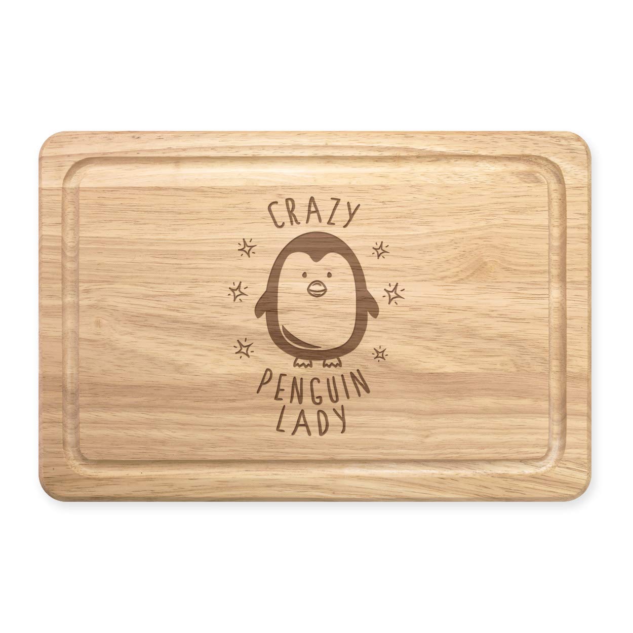 Crazy Penguin Lady Rectangular Wooden Chopping Board