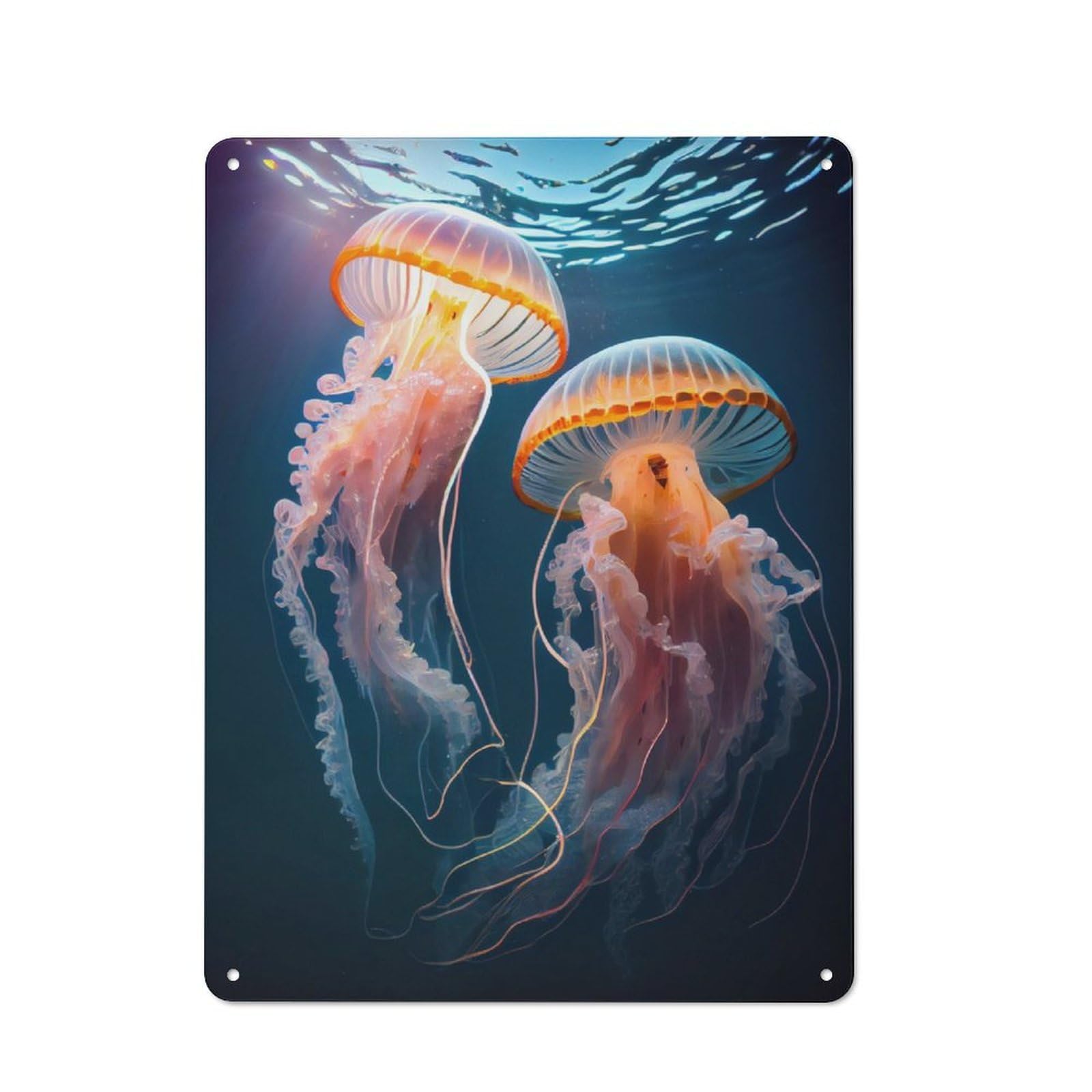 Junmoney Jellyfish Colorful Retro Tin Sign 40X30cm Featuring For Bar Or Restaurant, For Metal Sign Collectors, For Garage And Workshop Walls