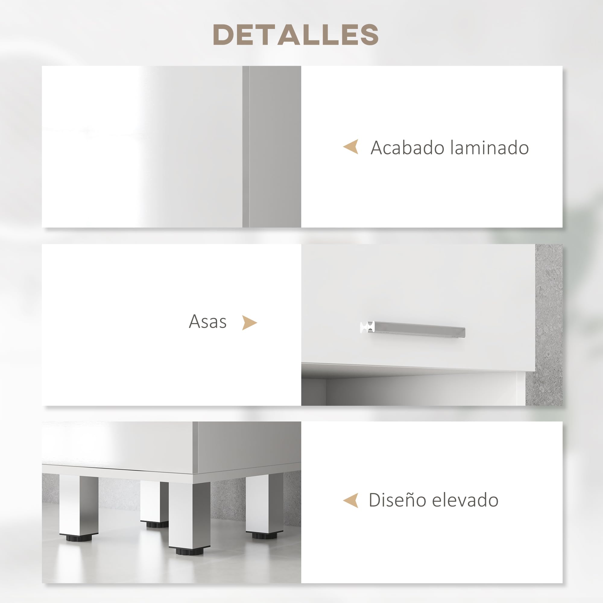 kleankin Armario de Baño Alto, Columna Auxiliar de Baño, con 1 Cajón, 3 Estantes Ajustable, 2 Armarios, para Salón, Dormitorio, 30x30x180 cm, Blanco Brillante
