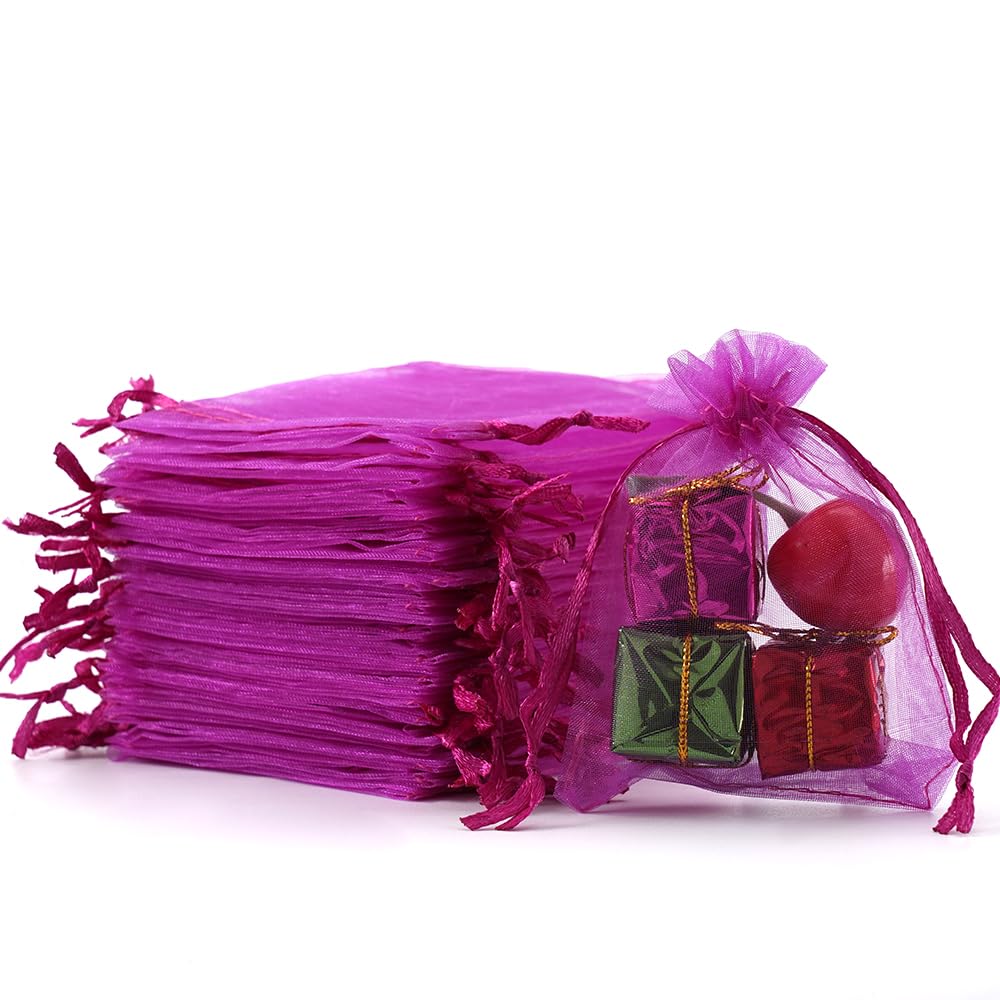 Meowoo 100PCS Organza Bags, 3x4in Small Mesh Bags Drawstring, Mesh Gift Bags Drawstring for Jewelry, Candy, Christmas, Sachets, Festivals, Bathroom
