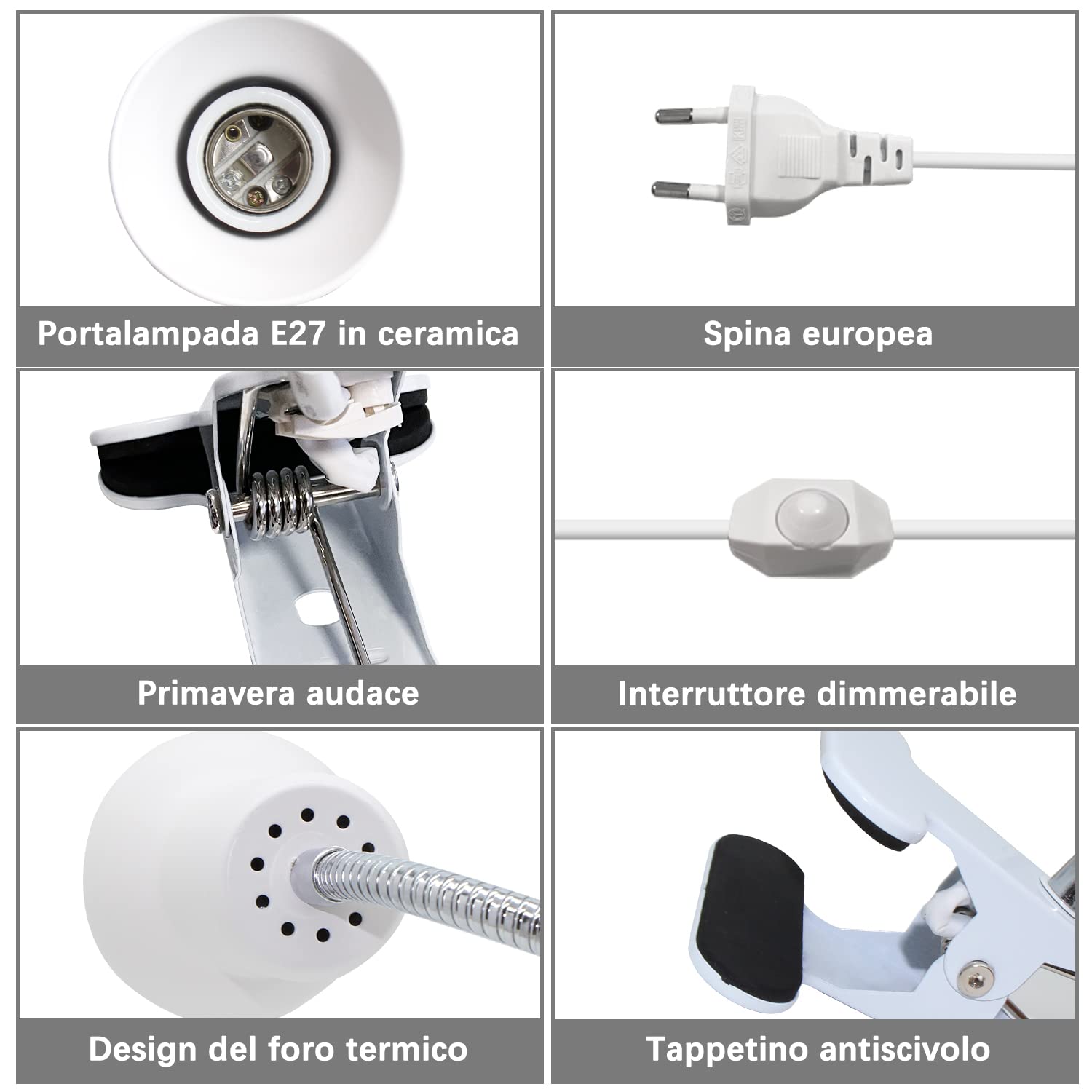 Portalampada Riscaldante E27 Per Rettili - Regolabile 360° Per Tartarughe, Serpenti E Anfibi - Foto 6