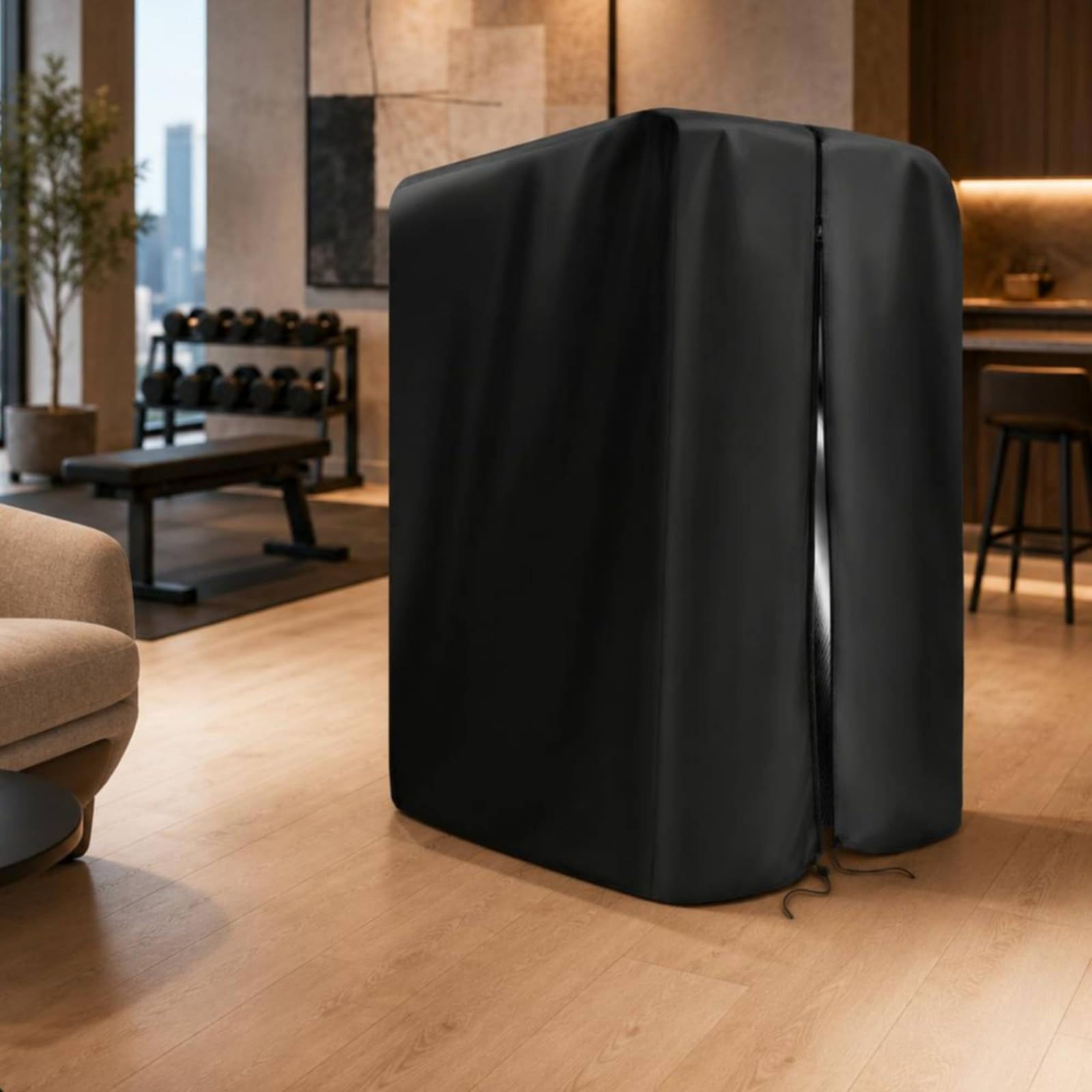 Copertura Protettiva Impermeabile Vinile Custodia Copertura Aderente Attrezzatura Fitness per Casa , Nero , L-64 68 82.5ins 163 173 210cm