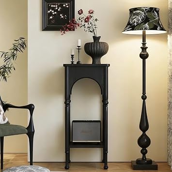 Narrow Console Tables, Solid Wood Hallway Accent, Modern Entryway Table For Living Room Front Door Office(Black)