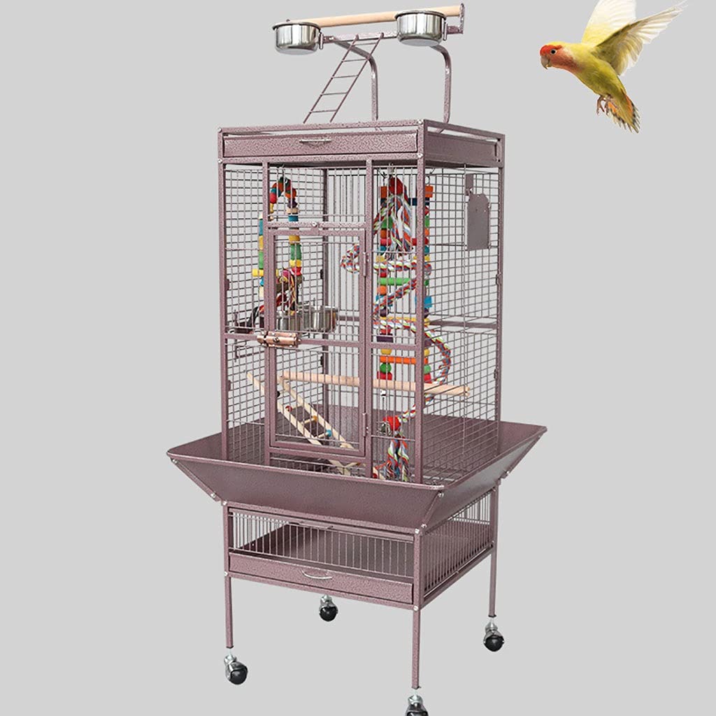 Gabbia Voliera Rack interattivo dell'animale domestico e gabbia pappagallo mobile con scatola riproduzione adatta per canarini, piccoli pappagalli, fringuelli, piccioncini e parrocchetti Bird Cage
