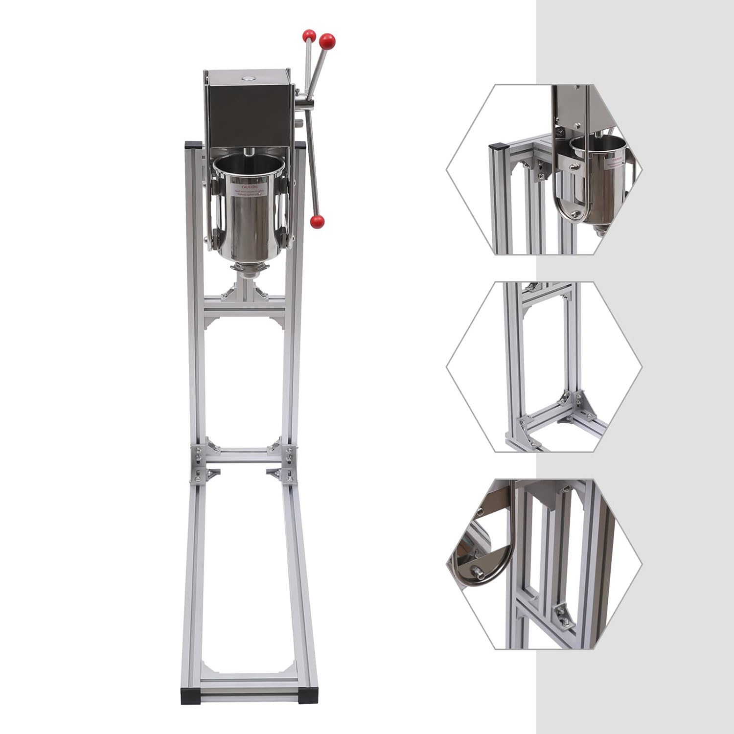 Machine à Churro Commerciale manivelle à manivelle en Acier Inoxydable Fabricant de Churro Professionnel à la Maison Type Vertical Manuel Spanish Donuts Churros Les boulangeries, 3L (3L)