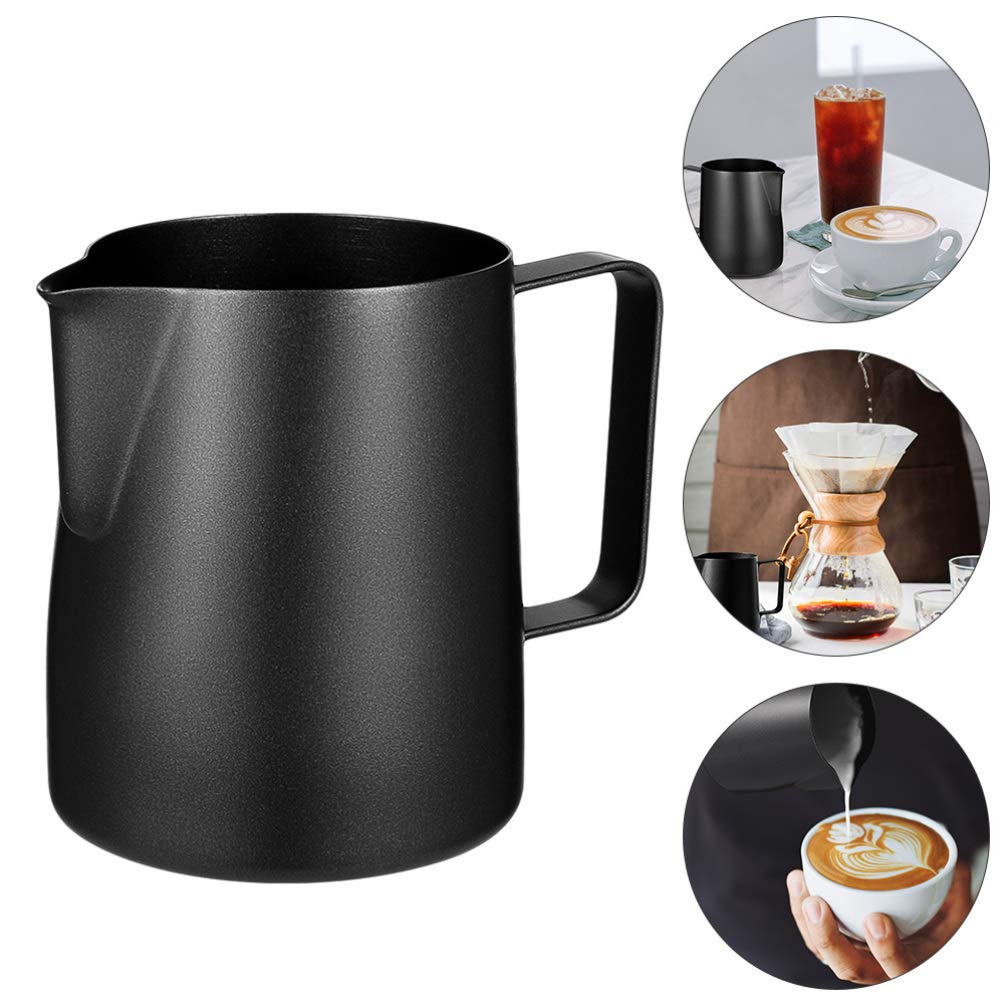 HEMOTON 2Pcs Bricco per Latte in Acciaio Inox Tazza di Latte caffè Bricco Latte Schiuma di Latte Cappuccino Handheld caffè Bricco Latte Art con Marchio di Misurazione e Latte Art Pen 600ml