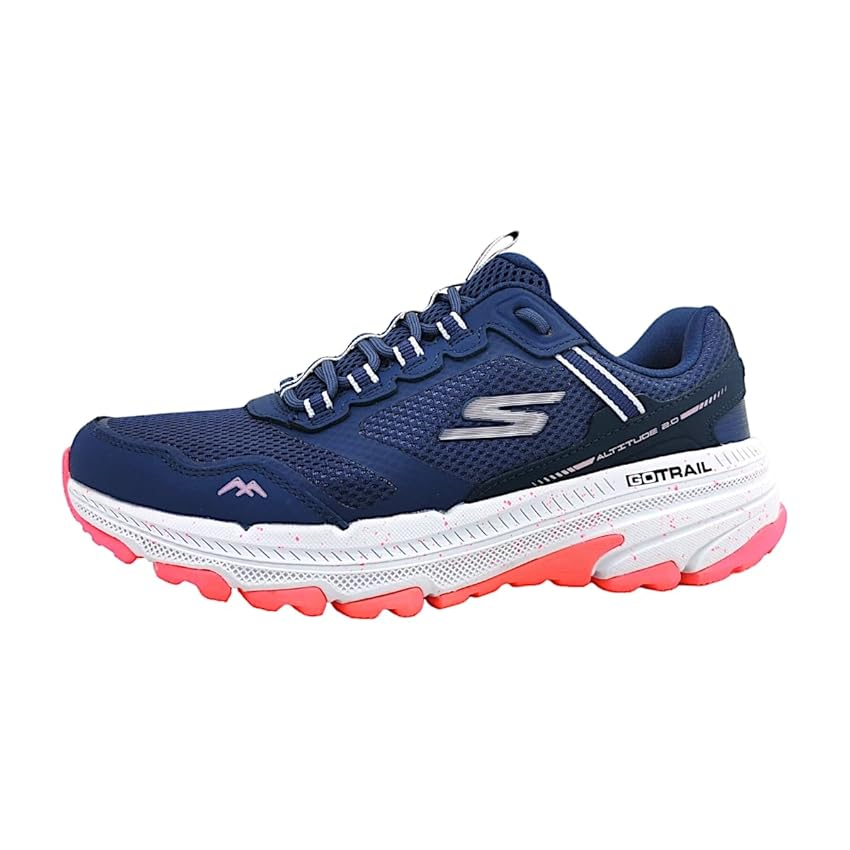 Skechers, Go Run Trail Altitude 2.0 Ravine Donna, Navy Leather/Pink Trim, 35.5 EU